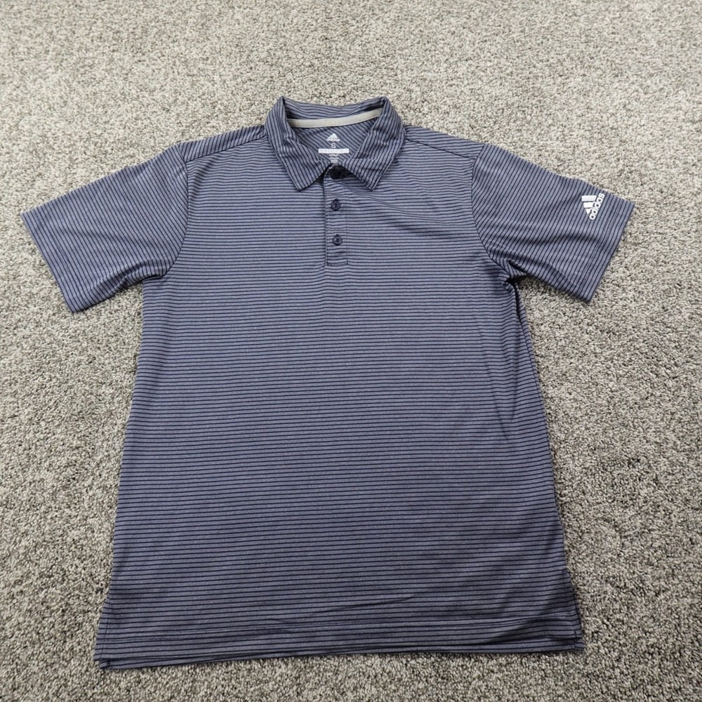 Adidas Polo Shirt Mens S Blue Logo Golf Performance Lightweight Casual Preppy